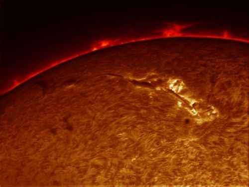 Sole in H-Aplha: fotosfera + protuberanze